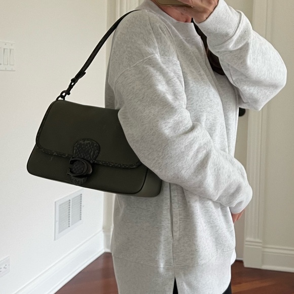 Soft Tabby Snake-Trim Leather Shoulder Bag - Picture 14 of 16